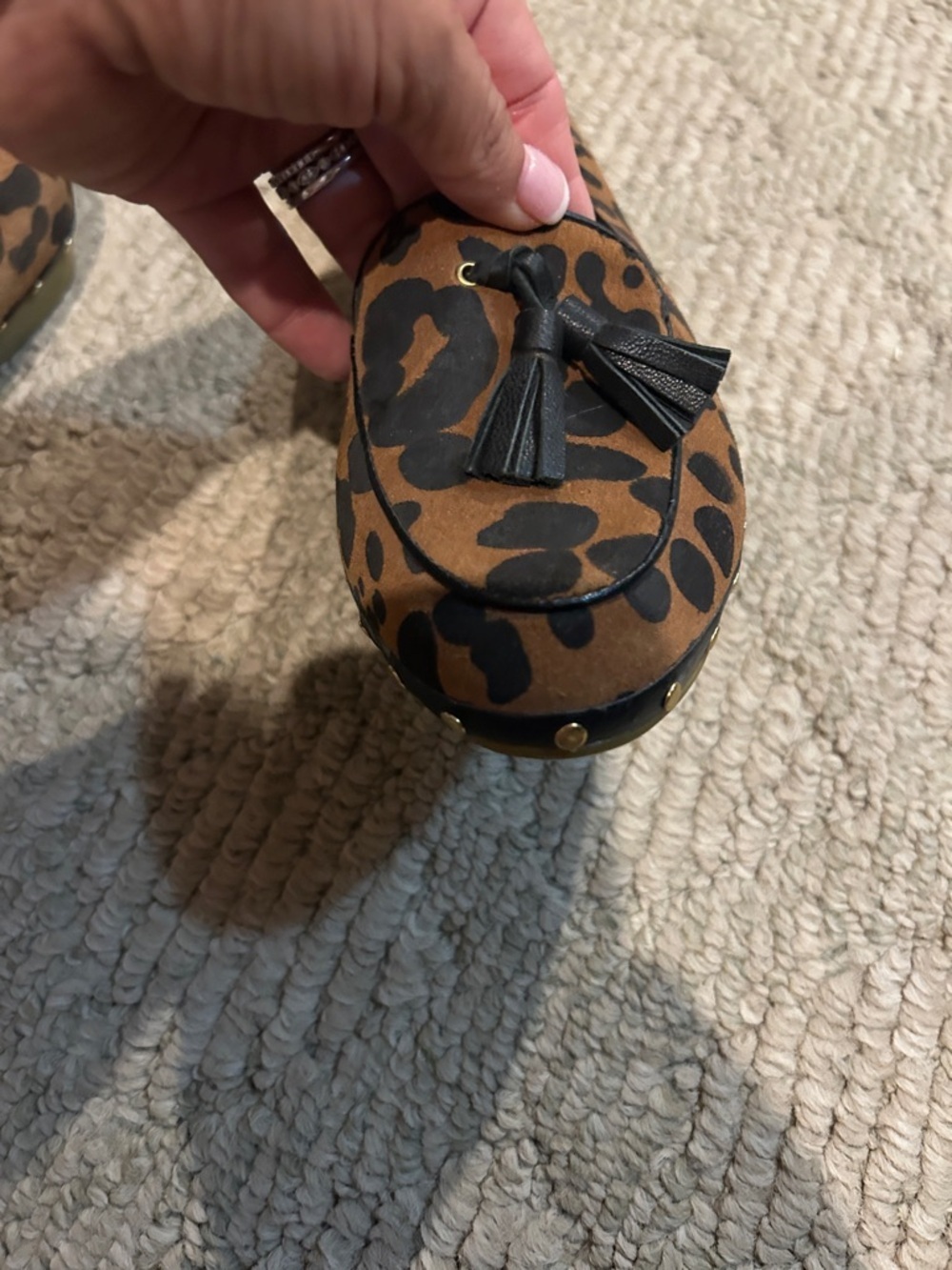 Dolce Vita Leopard Print Tassel Loafers in Brown & Black - Picture 6 of 11
